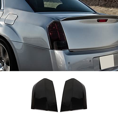 SQQP Tail Light Taillight Cover Guard Rear Light Cover Kit Fit for 2011-2014 Chrysler 300/300C(Smoked Black)