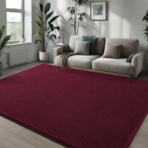 Tapete decorativo Pettop 4x6 ft Rojo borgoña miniatura 3