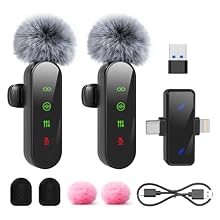 【Plug-and-play, automatic pairing】The M19 portable wireless lapel microphone features an ultra-lightweight mini design, compact and lightweight, with an adjustable clip that can be secured to collars, ties, and other locations, ensuring it stays in p...