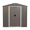 6 x 5FT Outdoor Metal Storage Shed with Floor Frame Steeple Sheds Sun Protection Waterproof Tool Storage House with Lockable Sliding Door UV Resistant Anti-Corrosion Garden Sheds for Lawn Backyard