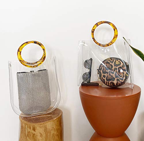 Bolso de mano transparente con asas redondas para mujer miniatura 6