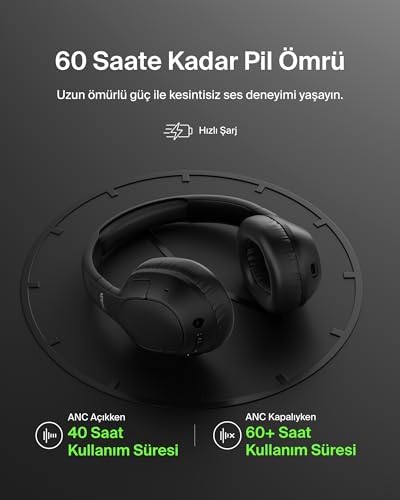 Belkin SoundForm Isolate Gürültü Önleyici Kablosuz Kulaklık (Siyah) – Mikrofonlu, 60 Saat Pil, Derin Bas, Konforlu CloudCushion Kulaklık, Seyahat ve Ofis için - Görsel 8