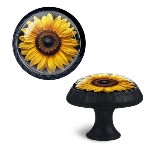 Presenjoy Cabinet Knobs Crystal,Sunflower with Perfectly Symmetrical Petal Arrangement Mushroom Drawer Hardware Cabinet Pulls for Home Decor,Dressers,Kitchens Bathroom with Screw 1 Pack