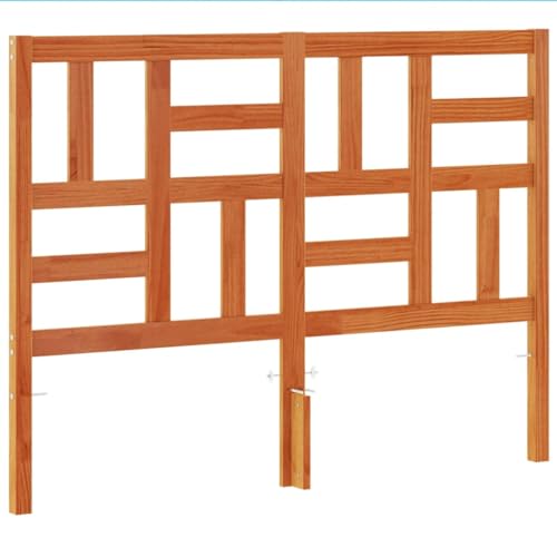 vidaXL Cabecero de Cama, Cabecera para Somier con Patas, Cabezal de Cama, Mueble para Dormitorio, Madera Maciza de Pino Marrón Cera 150 cm