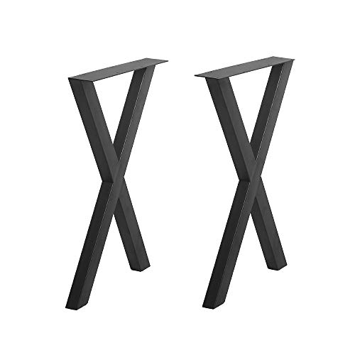 Metal Furniture Legs 28'' Height 17.7'' Wide,Industrial Dining Table Legs,Black Cast Iron Coffee Table Legs,Rustic Heavy Duty Square Tube Desk Legs,Metal Legs for DIY Coffee Table Furniture Bench