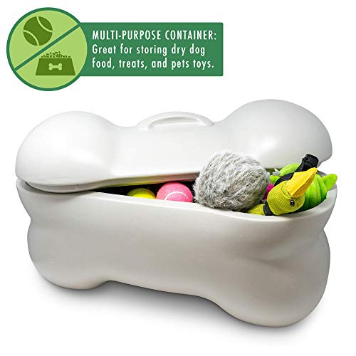 OurPets Big Bone Dog Toy, Dog Food & Dog Toy Box Storage Container (Perfect Dog Storage Bin for Toys, Dog Food, Dog Treats, Dog Toys, Dog Balls – the Ultimate Dog Storage Container & Dog Toy Basket)