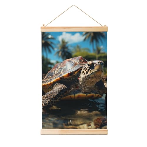 Toile tortue marine décoration murale salon vintage 50x76