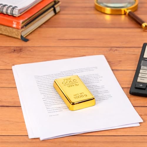 Image of Giftana Metal Gold Bar Paperweight for Office Table | Stylish Gifting Item for Women | Birthday & Anniversary Gift | Jewelry Shop Decor | Pirates & Money Heist-Themed Decoration 80 X 40 mm