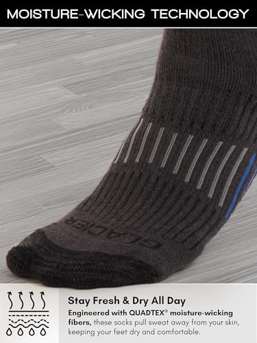 Men's Cushioned Moisture-Wicking Crew Socks (4-Pack) Mid-Weight Work Socks Moisture-Wicking, Arch Support, Fits Sizes 6-123