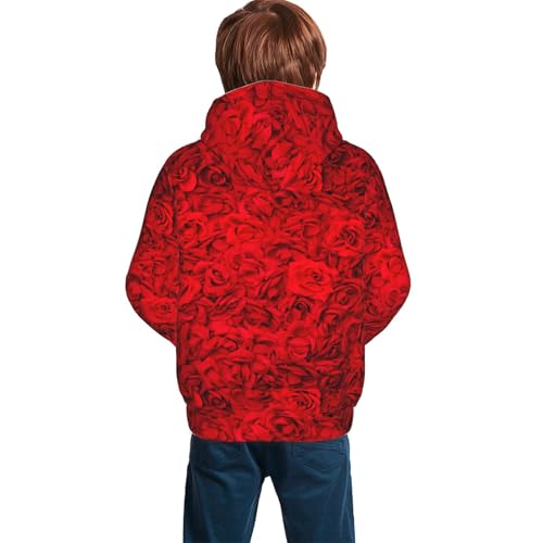 Red Rose Kid Hoodies Boys Sweatshirts Girls Pullover with Pocket4