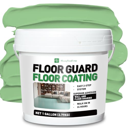 Pintura para pisos y paredes color verde manzana claro, 1 galón, recubrimiento impermeable, pintura satinada no mezclada, adecuada para garajes, concreto, paredes interiores y exteriores y pisos domésticos miniatura 1