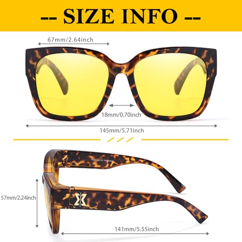 FIMILU Fit Over Night Vision Glasses for Women Men, Polarized Night Driving Glasses Anti-Glare at Nighttime 42034