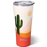 Swig Life 32oz Insulated Tumbler, Travel Coffee Tumbler with Lid, Cup Holder Friendly Travel Coffee Mug, Stainless Steel with Lid (Boho Desert)