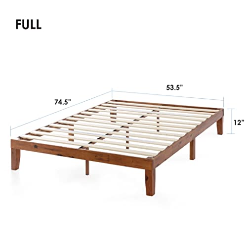 Mellow Naturalista Classic 12-Inch Solid Wood Platform Bed | Wooden Slats, No Box Spring Needed, Easy Assembly | Full, Cherry