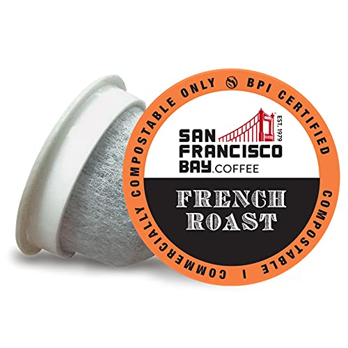 San Francisco Bay Coffee – Dark Roast – French Roast (80 ct) – Single Serve Coffee Pods, Commercially Compostable, K Cup Compatible