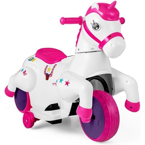 GYMAX Kids 12V Unicorn Electric Motorbike Cover