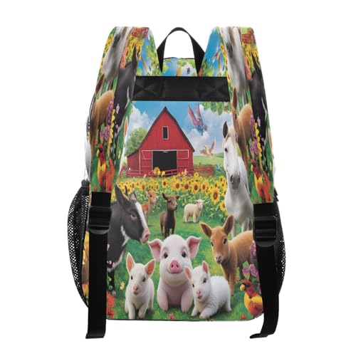 Bird Pig Sheep Horse Sunflower Clear Backpack Heavy Duty See Through Transparent PVC BookBag for Kids Boy Girl School Work3