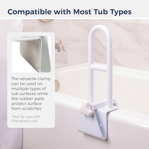 Image of Drive Medical 12036 Handicap Grab Bar, White | White Handicap Grab Bar Adds Secure Support and Stability for Bathroom Safety and Everyday Mobility Assistance