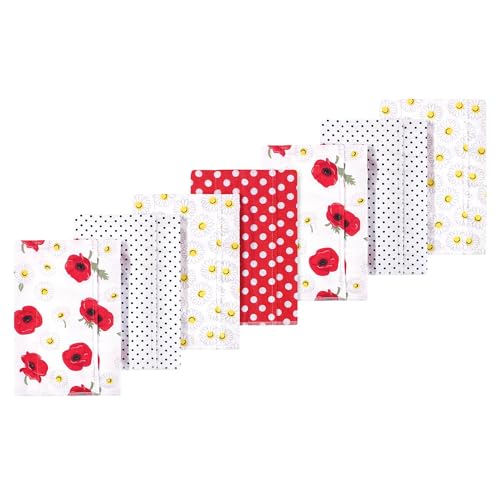 Image of Luvable Friends Hudson Baby Flannel Burp Cloths 7pk, Poppy Daisy Floral
