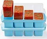 FURNSII Silikon Gefriertablett 250ml Groß, BPA Frei Silikonform Einfrieren Gefrierschrank mit Metallrahmen, 2 Pack Langlebig Gefrierform mit Deckel für Suppe Brühe Meal Prep