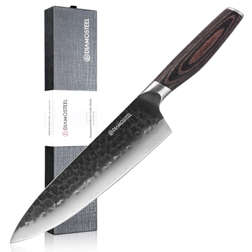 diamosteel Chef Knife - 8-Inch Professional Kitchen Knife - Hammered