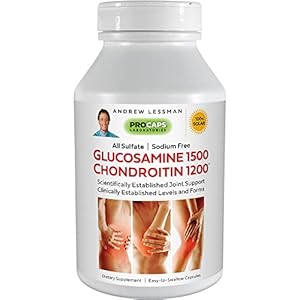 ANDREW LESSMAN Glucosamine 1500 Chondroitin 1200-75 Capsules – 100% Sulfate Form, Research Established Ingredients and Levels for Support of Healthy Joint Tissue. Small Easy to Swallow Capsules
