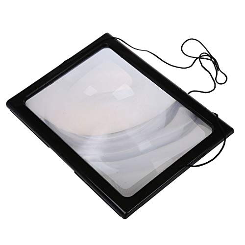AITEKODVG Ultrathin A4 Página Completa Grande PVC Magnificador 3X Lupas de Lupa Plegable Manos Libres para Leer con 4 Luces LED