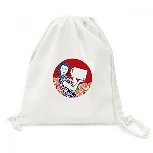 Sac à dos femme cordon toile culture chinoise rouge spacieux léger voyage