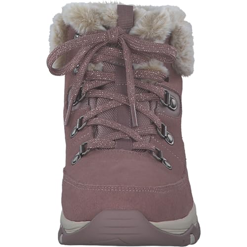Skechers Mixte Trego Snow Worries Basket, Mauve Suede/Duraleather/Faux Fur, 36.5 EU