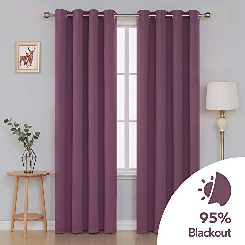 Image of Deconovo Blackout Curtain Room Darkening Panel for Bedroom or Living Room Grommet Thermal Insulated Lighting Reduce Drape 52 x 95 Inch Dry Rose 1 Panel