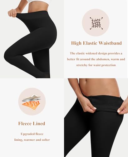 RISSCAN Fleece Lined Tights for Women Warm Control Top Pantyhose High Waist Thermal leggings Stirrup Footed Tights3