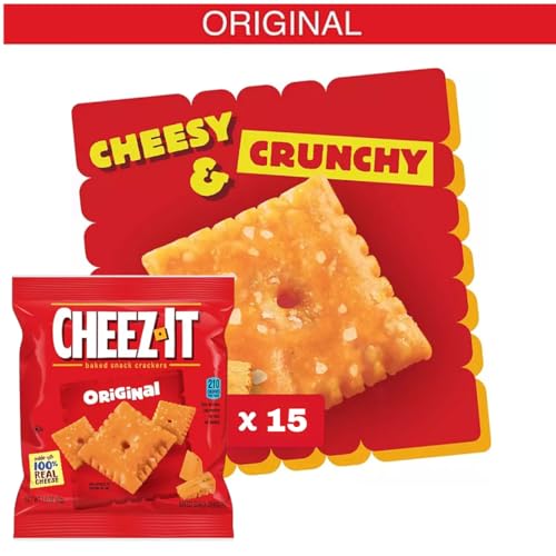 Original Cheez-It, Baked Snack Crackers 1.5 Oz., 15 Pouches - Cheez-It Original Snack Crackers - Cheez-It Baked Snack Crackers - Healthy Snack Bulk (Chocolatto Tradmark Spoon Included)