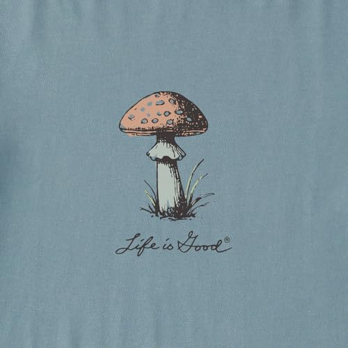 Life is Good. Women's Detailed Mushrooms Long Sleeve Crusher Tee, Smoky Blue2