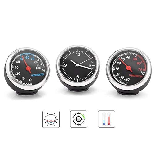 Gereton Car Thermometer Hygrometer Clock, 3Pcs Mini Classic Car Dashboard Small Analog Quartz Clock, Car Thermometer Hygrometer, For Car Boat Decoration - Image 6