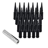 JoaSinc 14mm x 1.5 Wheel Spike Lug Nuts 24 x Black M14x1.5 Lug Nut Solid Metal Lug Nuts Wheel...