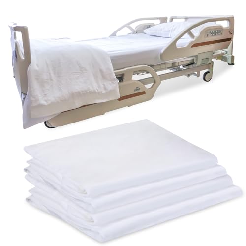 Peryiter 4 Pcs Hospital Bed Sheets for Home Use 36 x 80 x 9.5 Inches Soft White Bed Sheets with Elastic All Around for Hospital Home