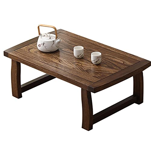 Table basse pour balcon et salon en bois de paulownia marron 80cm