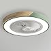 Ventilador De Techo Con Luz LáMpara, Con Control Remoto LED Moderna Silencio Regulable Ventilador De Techo Invisible Luz Integrada, Sala Estar Dormitorio (Verde)