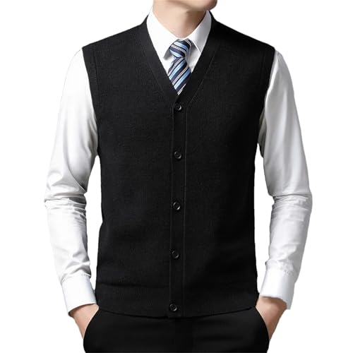 Jegsnoe Men Buttons Up Cardigan Sweater Vest Autumn Winter Thick Sleeveless Sweaters Casual Solid Knitted Vest