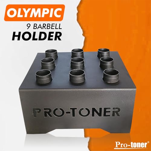 Image of Protoner 9 Barbell Holder, Vertical Barbell Holder Storage For 9 Barbells For Gym Fits 2inch 50mm Olympic Bars, Hex Trap Bar, Multi-Grip, & Curl Bars Stand Rack, Rack for Olympic Bar