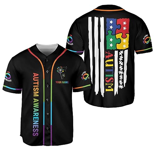 Leeprints Personalized Autism Awareness Baseball Jersey, Puzzle Ribbon Awareness Shirt Baseball Okay to be Different Autism miniatura 1