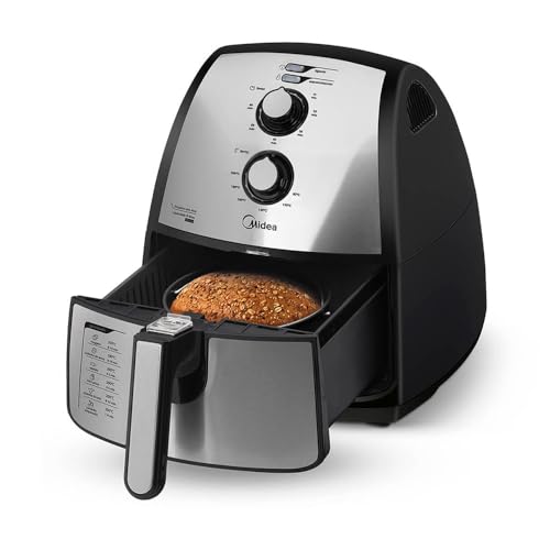 Fritadeira Airfryer Sem Óleo, 4L, Inox, inclui o Barril do Bolo, 110v, Midea