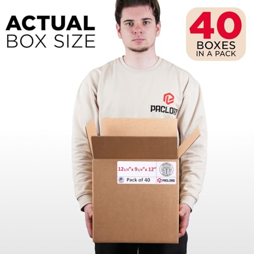 Image of Medium Cardboard Boxes 12 1 /4 inchL x 9 1 /4 inchW x 12 inchH (Pack of 40) - USA-Made Packing Boxes for Moving, Shipping, or Storage - USPS, UPS, FedEx Approved - Professional Packing Supplies for Moving