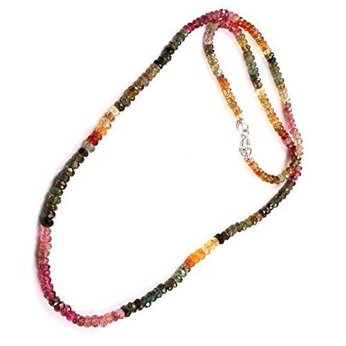 AAA Multi Tourmaline Necklace - 3-4mm Natural Watermelon Tourmaline - Faceted Rondelle Bead Necklace - Semi Precious Stones Multi Color Necklace4
