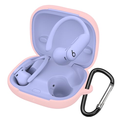 BUITFOU For Beats Powerbeats Pro 2 ケース Powerbeats Pro 2 保護カバー 柔らかい シリコン製 落下防止 キズ防止 耐衝撃 防塵 軽量 装着充電可能 カラビナ付き 紛失防止(ピンク)