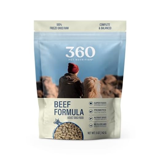 360 Pet Nutrition Freeze-Dried Raw Dog Food – Beef Recipe with Liver & Organs, High Protein with Omega-3s, Fruits, Veggies & Superfoods, Grain-Free, No Fillers, 5 oz – Made in USA