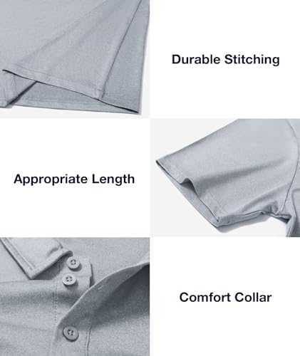 ZITY 3 Pack Mens Polo Shirts Short Sleeve Golf Polo Moisture Wicking Performance Collared Casual Tennis Athletic T-Shirt Grey Blue - image 5