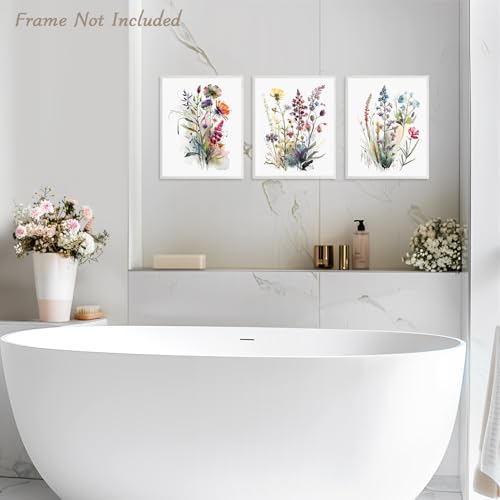 Dazzlewall 4 pcs Watercolour Wall Art Print, Colourful Floral Botanical Artwork Print, Minimalist Wall Decor for Bedroom Living Room Bathroom, 8x10 in Unframed - Cosy Home Interiors Dazzlewall 4 pcs Watercolour Wall Art Print, Colourful Floral Botanical Artwork Print, Minimalist Wall Decor for Bedroom Living Room Bathroom, 8x10 in Unframed - Image 3