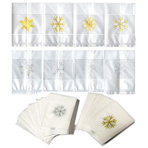 Baryuefull Zellophanbeutel, klein, Schneeflocke, transparent, Plastiktüten, Heißsiegel, Kekse, Süßigkeiten, Tüten, Zellophantüten für Goodie Bakery Weihnachten Urlaub Party Supplies, 200 Stück Cover
