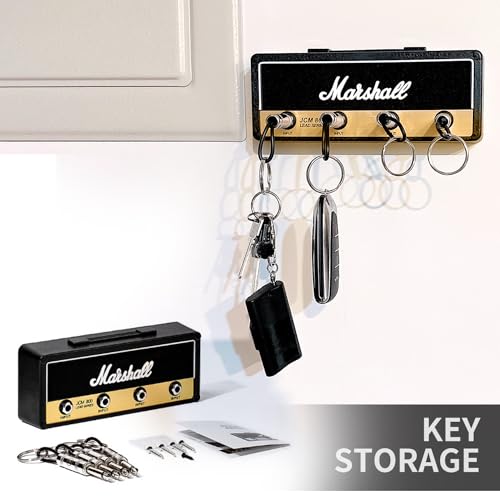 Marshall Key Holder for Wall - JCM800 Guitar Amp Key Hooks, 4 Key Hooks Wall Mounted - Unique Housewarming Gift for Music Lovers
